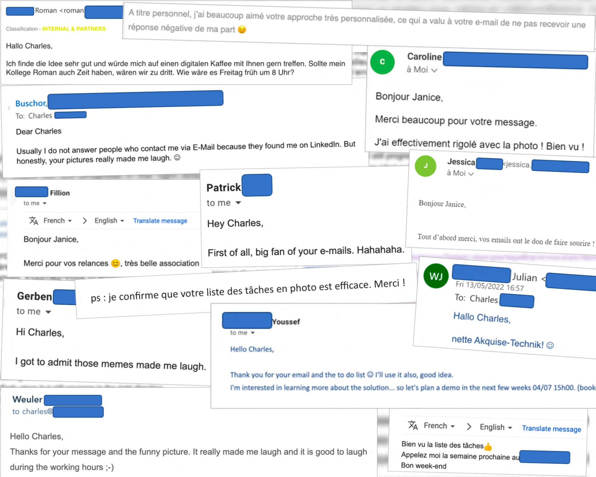 positive replies (from clients)